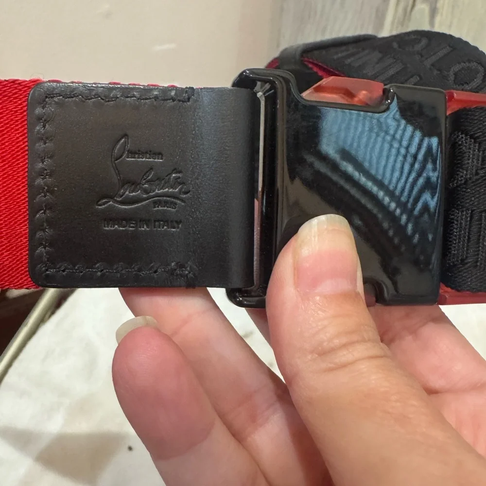 Christian Louboutin Nylon Belt Black Red With Bag